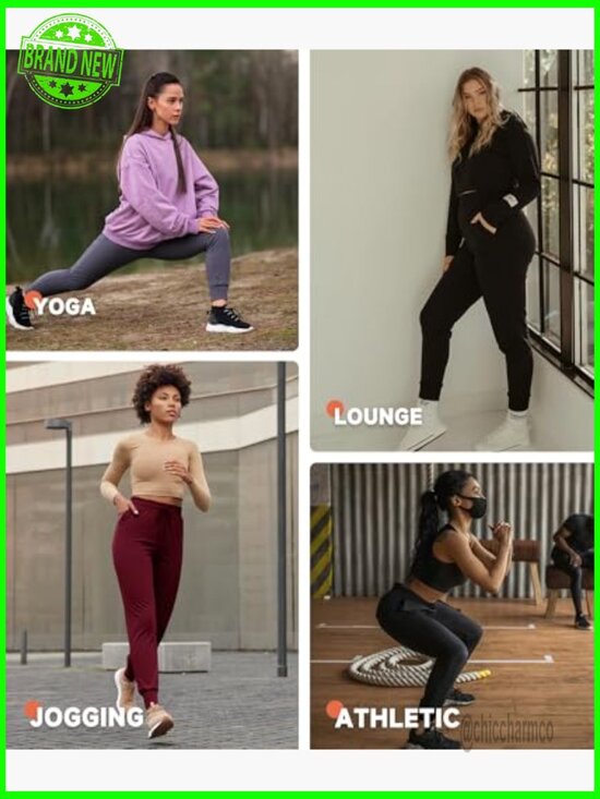 High Rise Sweatpants with Pockets, 27" Inseam, Polyester Spandex Blend - Picture 6 of 7